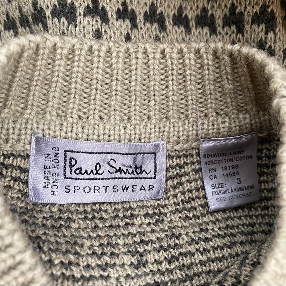 Paul Smith Wool Crewneck Autumn Fall Leaf Vintage Sweater Size 3 - Picture 4 of 7